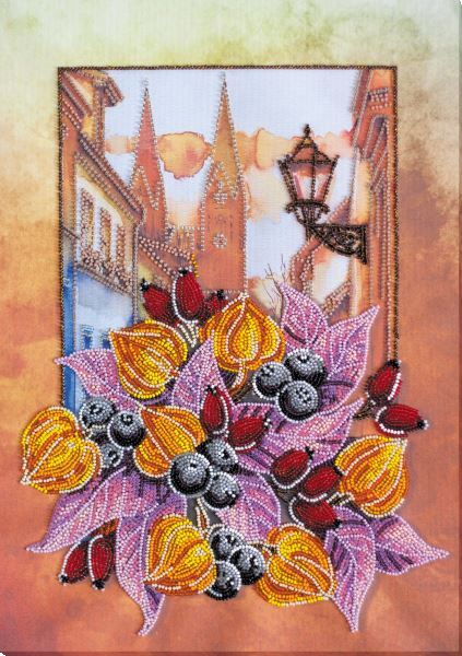 Bead embroidery kit Autumn needlework kit Art canvas beadwork pattern