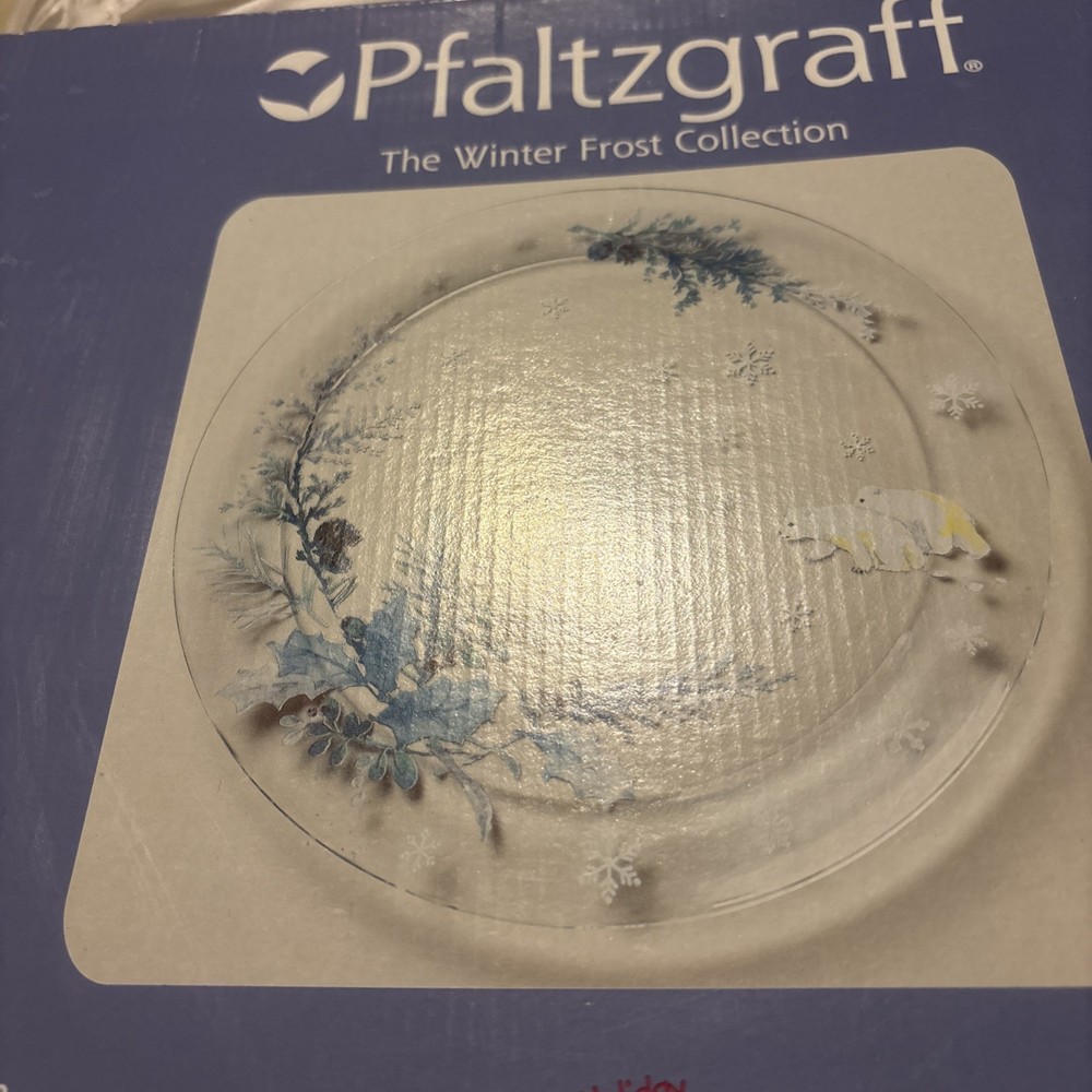 Pfaltzgraff Winter Frost Polar Bears Clear Glass Serving Platter Collectible Find