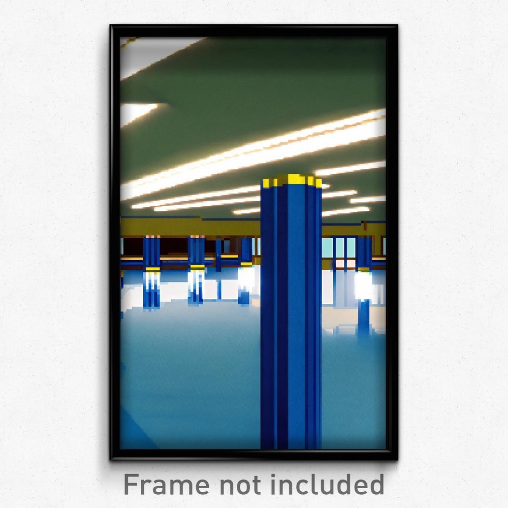 Pixel Art Poster - Blue High School (8 Bit Psychedelic Trippy Video Game Print)