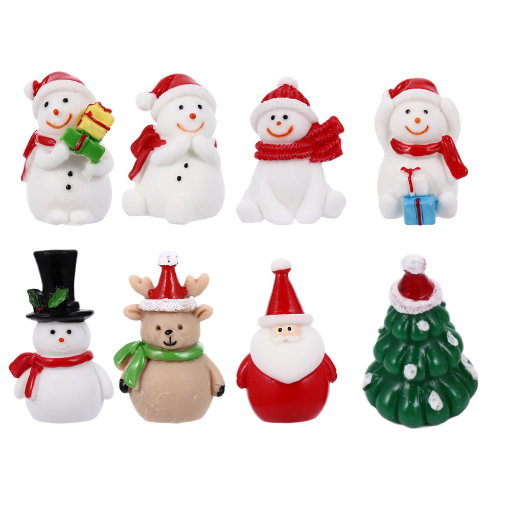 8 Pcs Micro Landscape Miniature Santa Claus Figurines Ornament