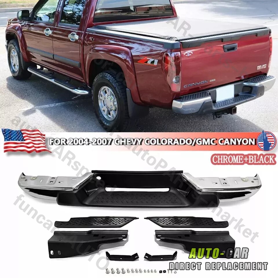 Complete Chrome Rear Steel Bumper For 2004-2007 Chevy Colorado GMC Canyon