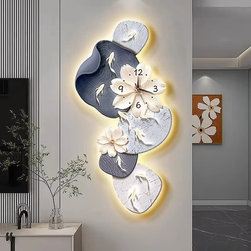 Minimalist Nine Koi Fish Modern Silent Wall Clock