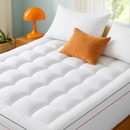 Mattress Topper - Pillow Top Mattress Pad Cover with Deep Pocket King White