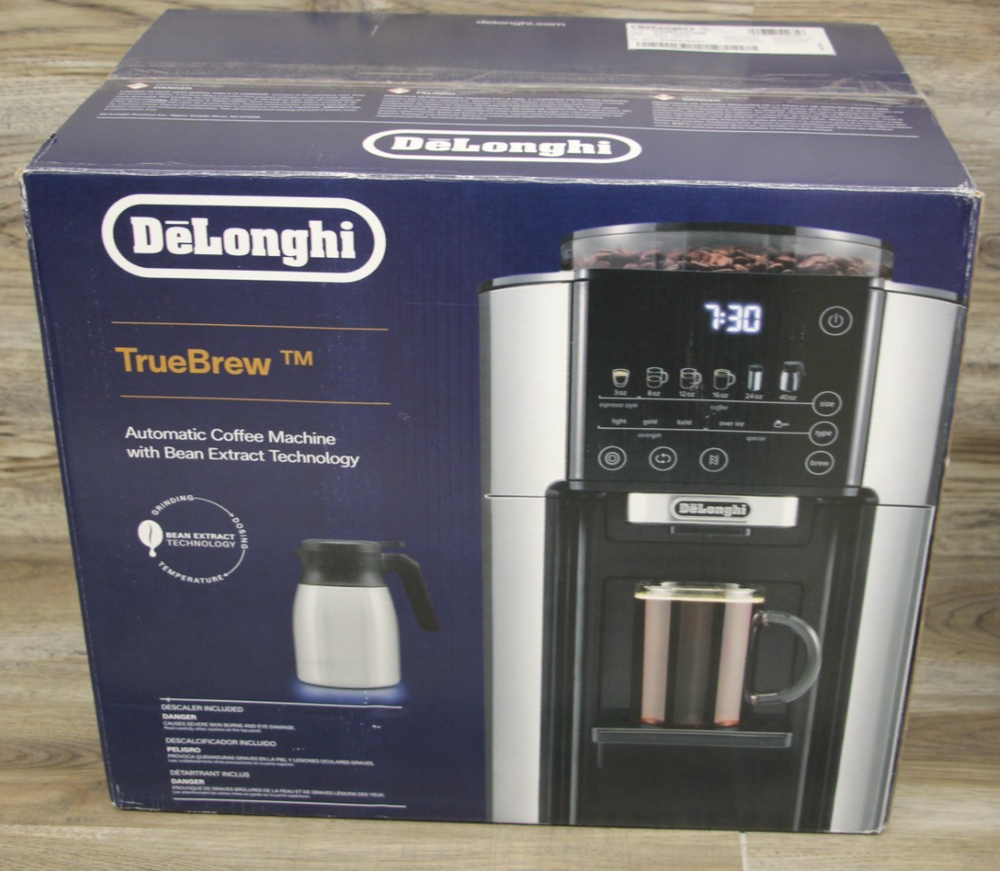 NEW De'Longhi TrueBrew Drip Coffee Maker, Built in Grinder CAM51035M Carafe