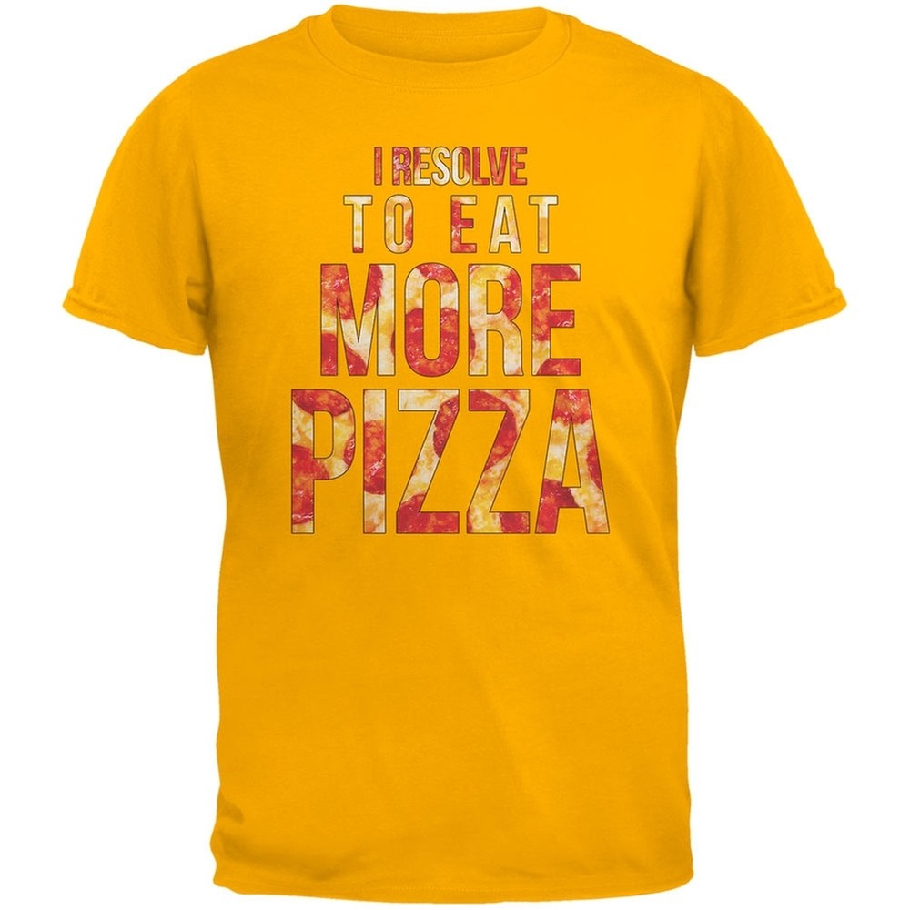New Years Eat More Pizza Gold Adult T-Shirt-image