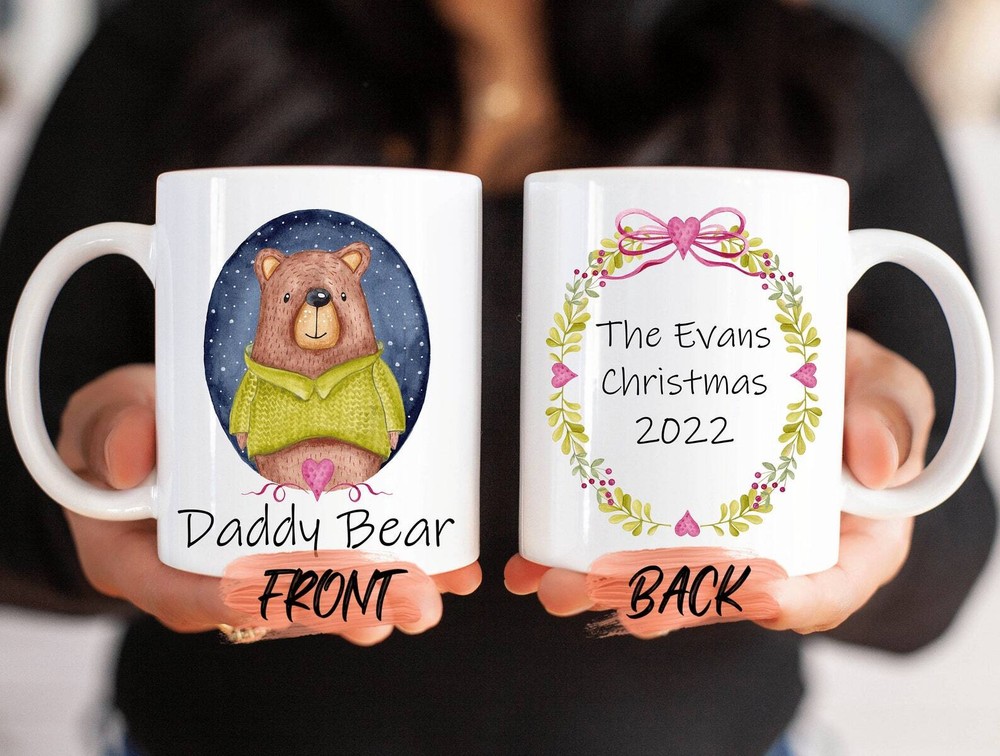 Personalized Christmas Bear Mug for Dad Papa Bear Family Gift  