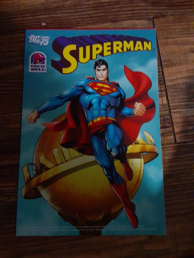 Superman/Taco Bell 3-D Pop Up Hero Poster Set & Mini-Standee + glasses SEALED DC