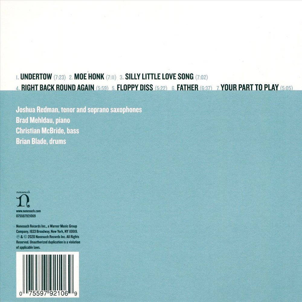 JOSHUA REDMAN / BRAD MEHLDAU / CHRISTIAN MCBRIDE / BRIAN BLADE ROUNDAGAIN NEW CD
