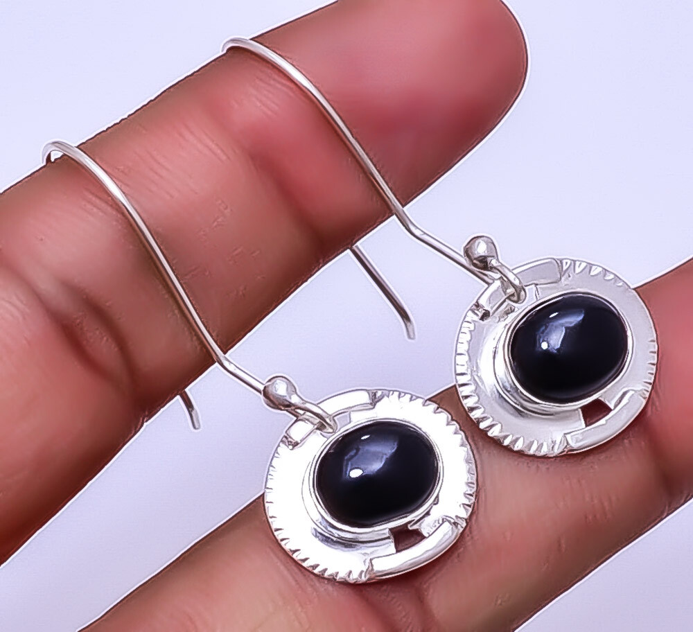 Black Onyx - Brazil Designer 925 Sterling Silver Earring 1.72
