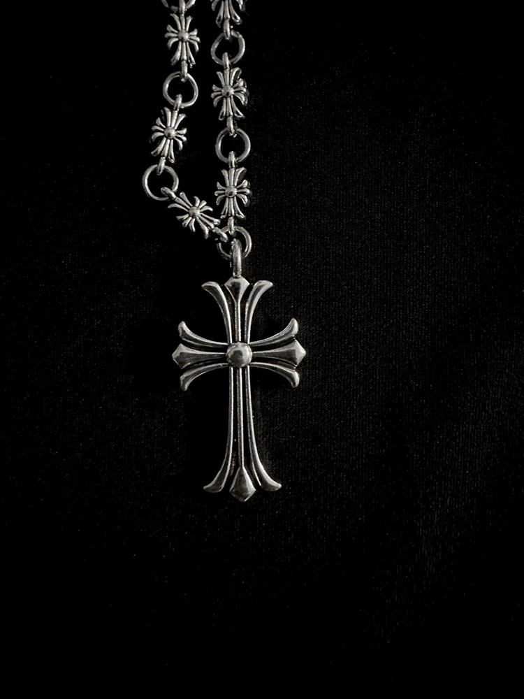 chrome necklace cross - 60cm length