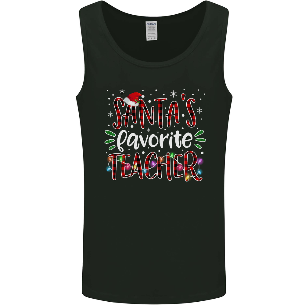 Santas Favourite Teacher Funny Christmas Mens Vest Tank Top