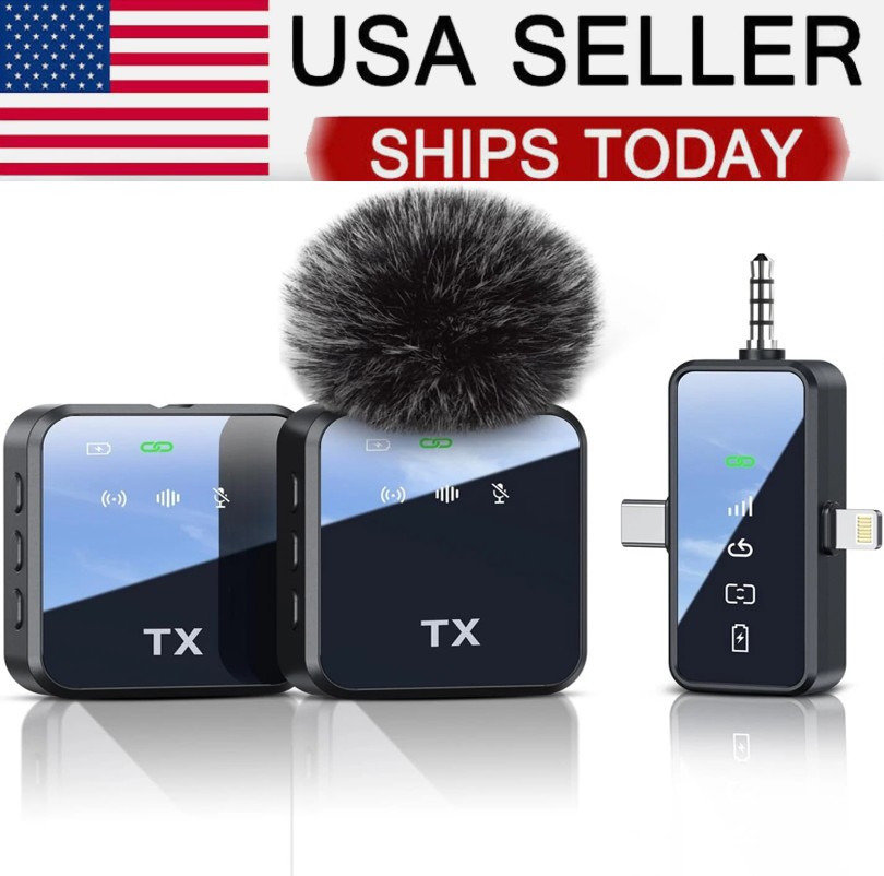 3 in 1 Mini Microphone for iPhone/Android/Camera, Wireless Lavalier Microphone*\