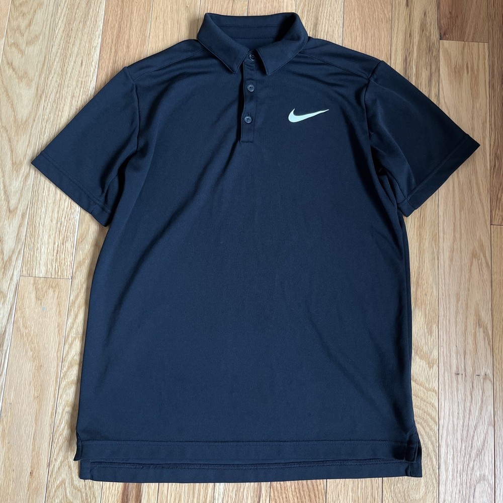 Nike Short Sleeve Polo Shirt Women’s Black Size XL Dri-Fit Logo Active Golf Gym