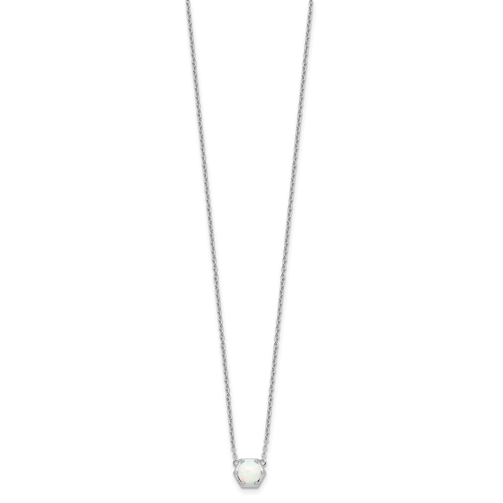 Sterling Silver Rhodium-plated Polished Lab Created Opal Pendant Necklace 18