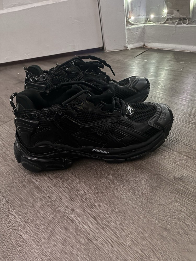 Balenciaga Runner Black Lace Up Sneaker Synthetic Mesh Men's Athletic Shoes