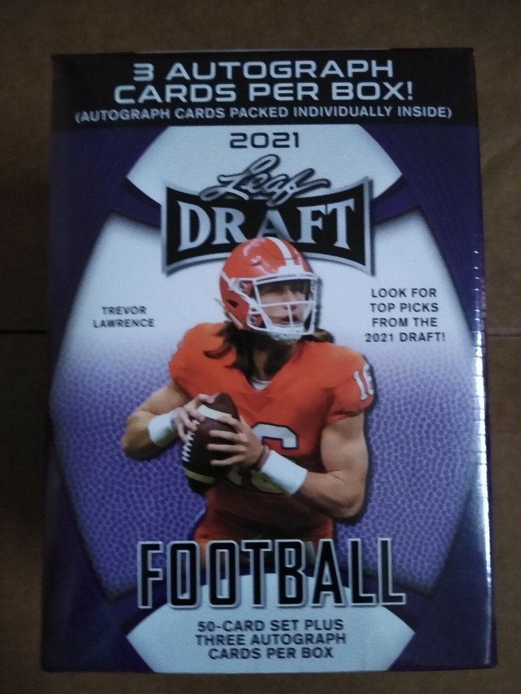 2021 Leaf Draft Football SEALED Hobby Blaster BOX (3 Autos) Trevor Lawrence RC