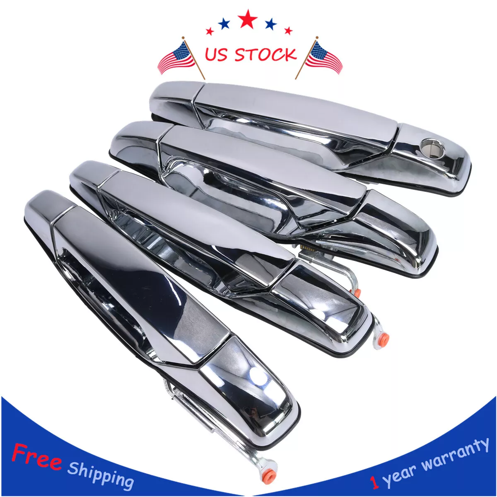 4x Chrome Door Handles Left&Right For GMC Chevy Tahoe Yukon Sierra Denali 07-14