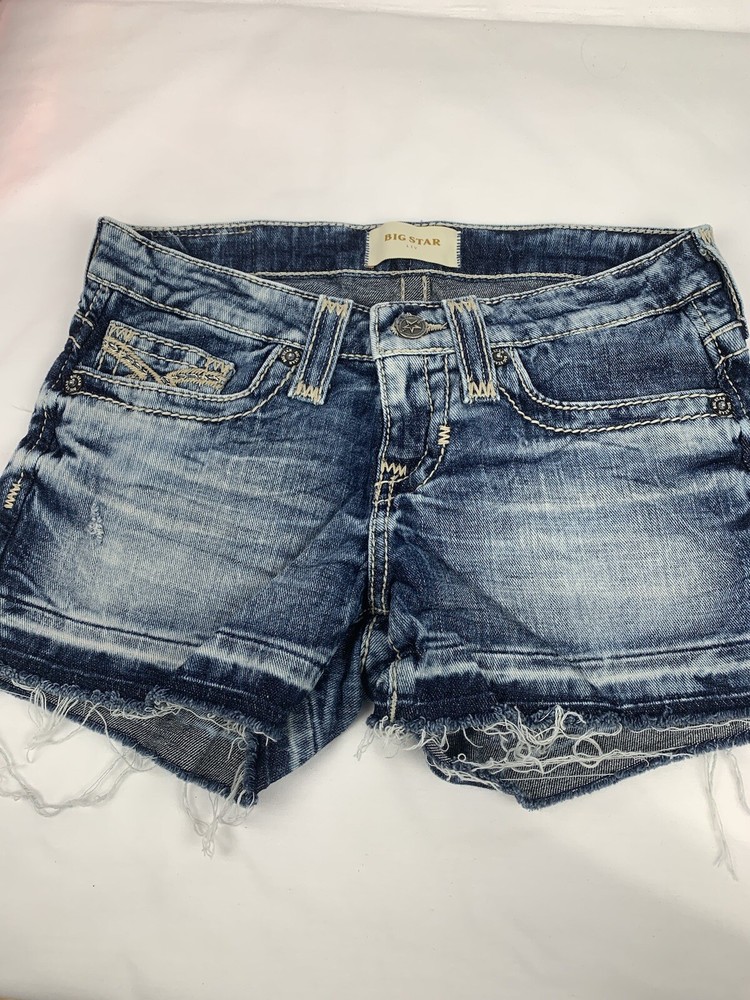 Big Star Women's Jean Shorts Cutoffs Size 25 Low Rise, Shorty Shorts Y2K