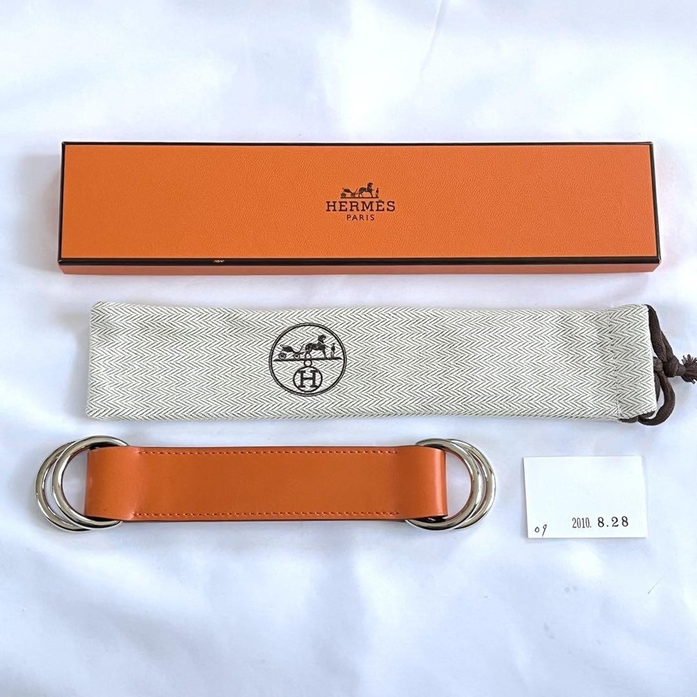 HERMES Romance Scarf Belt Orange in Good Condition