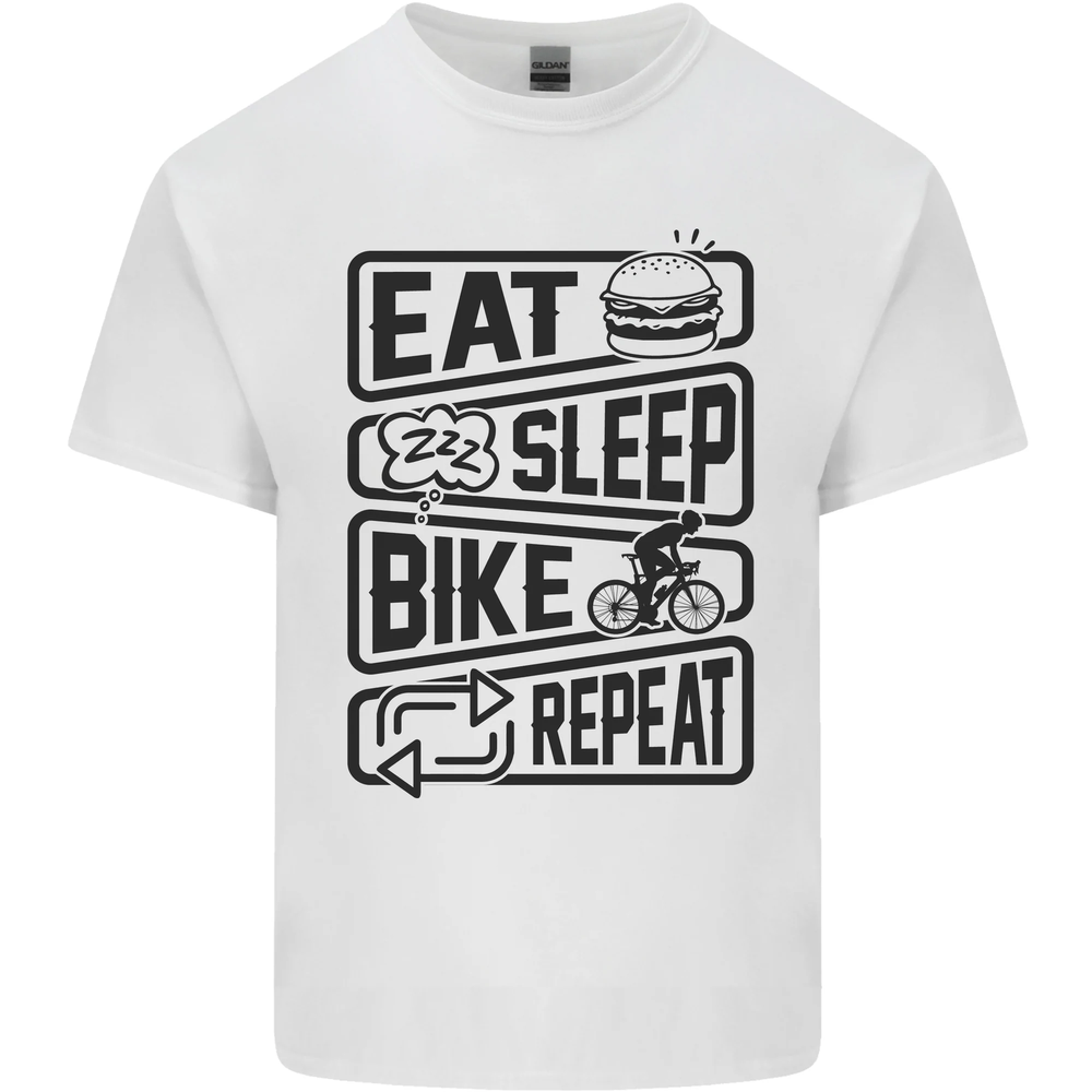 Funny Cycling Eat Sleep Bike Repeat Cotton T-Shirt for Men