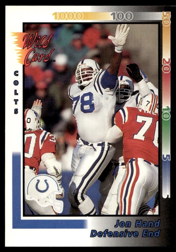 1992 Wild Card Jon Hand Indianapolis Colts #159 NFL Trading Card