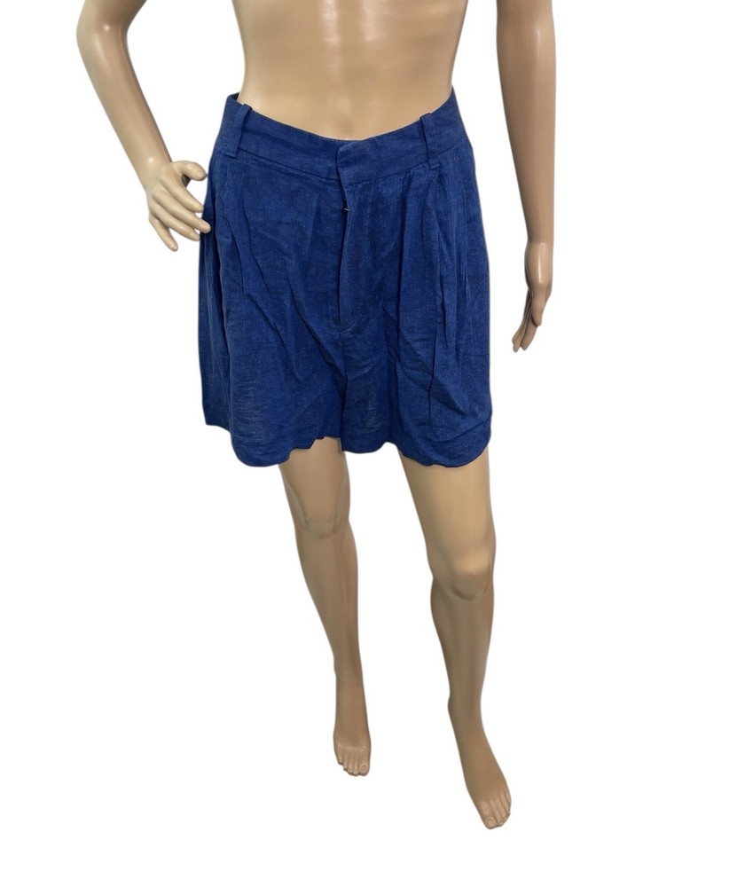 Gap Women’s Size Large 365 High Rise Linen Blend Blue Shorts