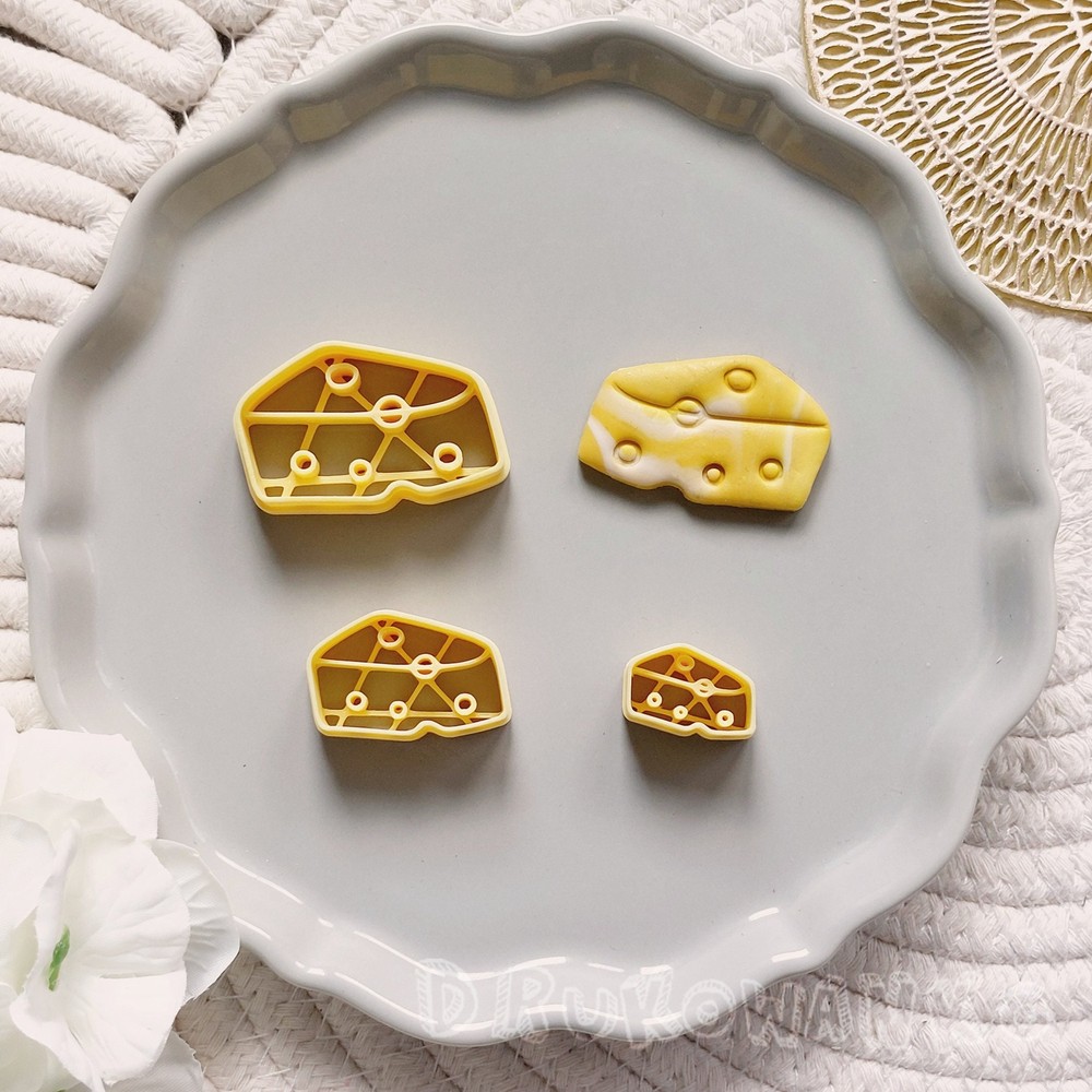 Cheese Yellow Mouse Mice Food Eating Polymer Clay Cutter For Earring Jewelry