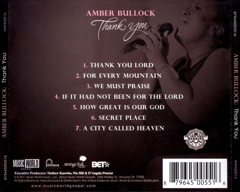 AMBER BULLOCK THANK YOU NEW CD