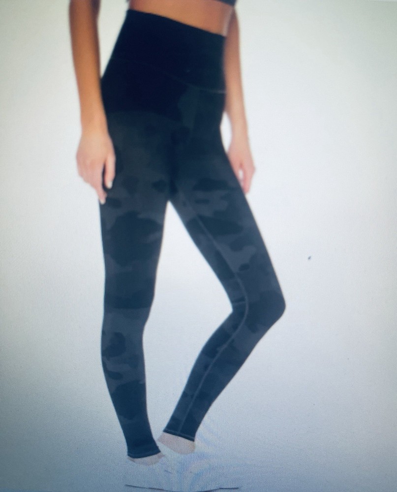 Alo Yoga High Waist Vapor Camo Leggings in Black Green XS Athletic Pants