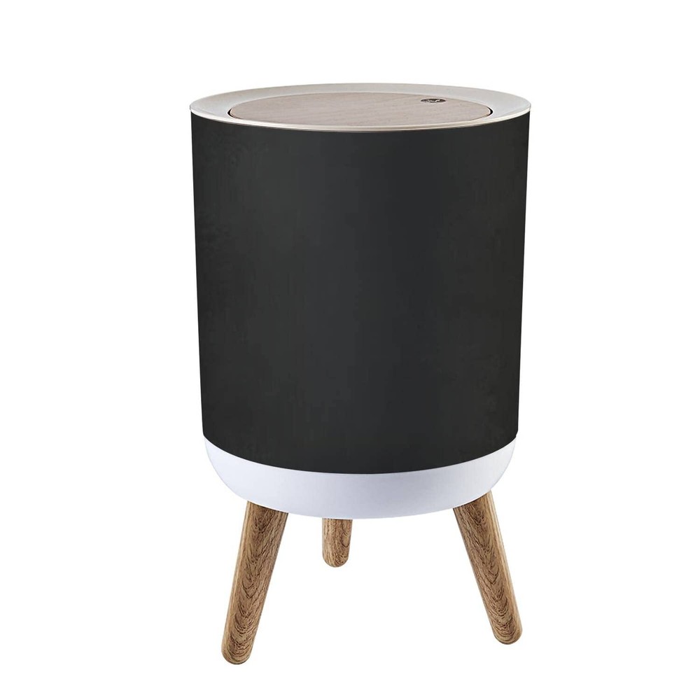 Small Trash Can with Lid for Bathroom Kitchen Office Diaper elegant black old...