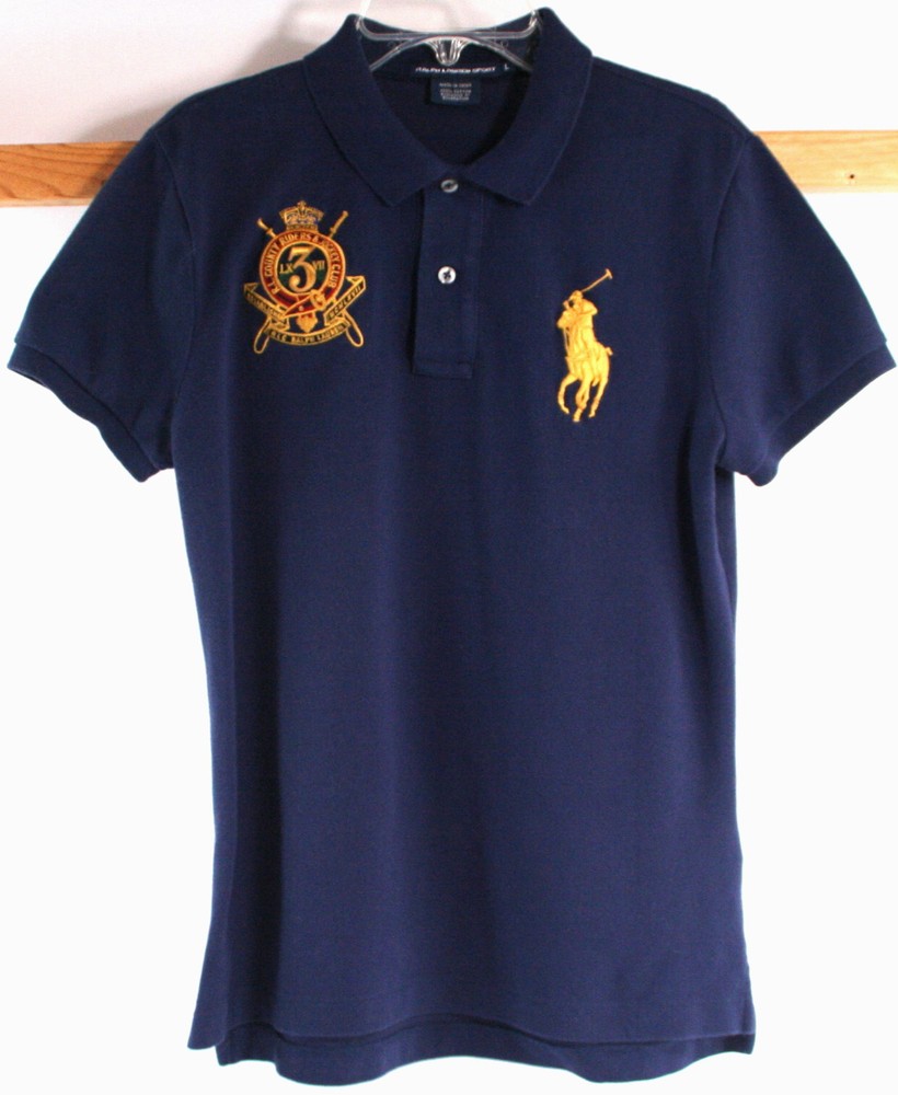 Polo Ralph Lauren Sport Boy's Polo Shirt -Navy Blue- Big Pony -Large Exc. Cond.