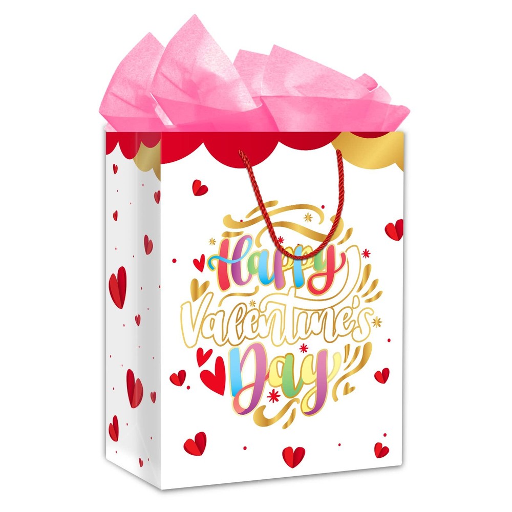 Valentines Day Gift Bag With Tissue Paper 11.5