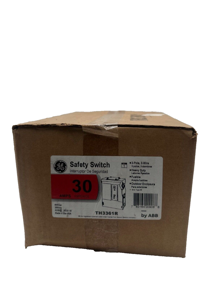 GE TH3361R Safety Switch Disconnect 30A 3P 600V 3R Outdoor Enclosure New