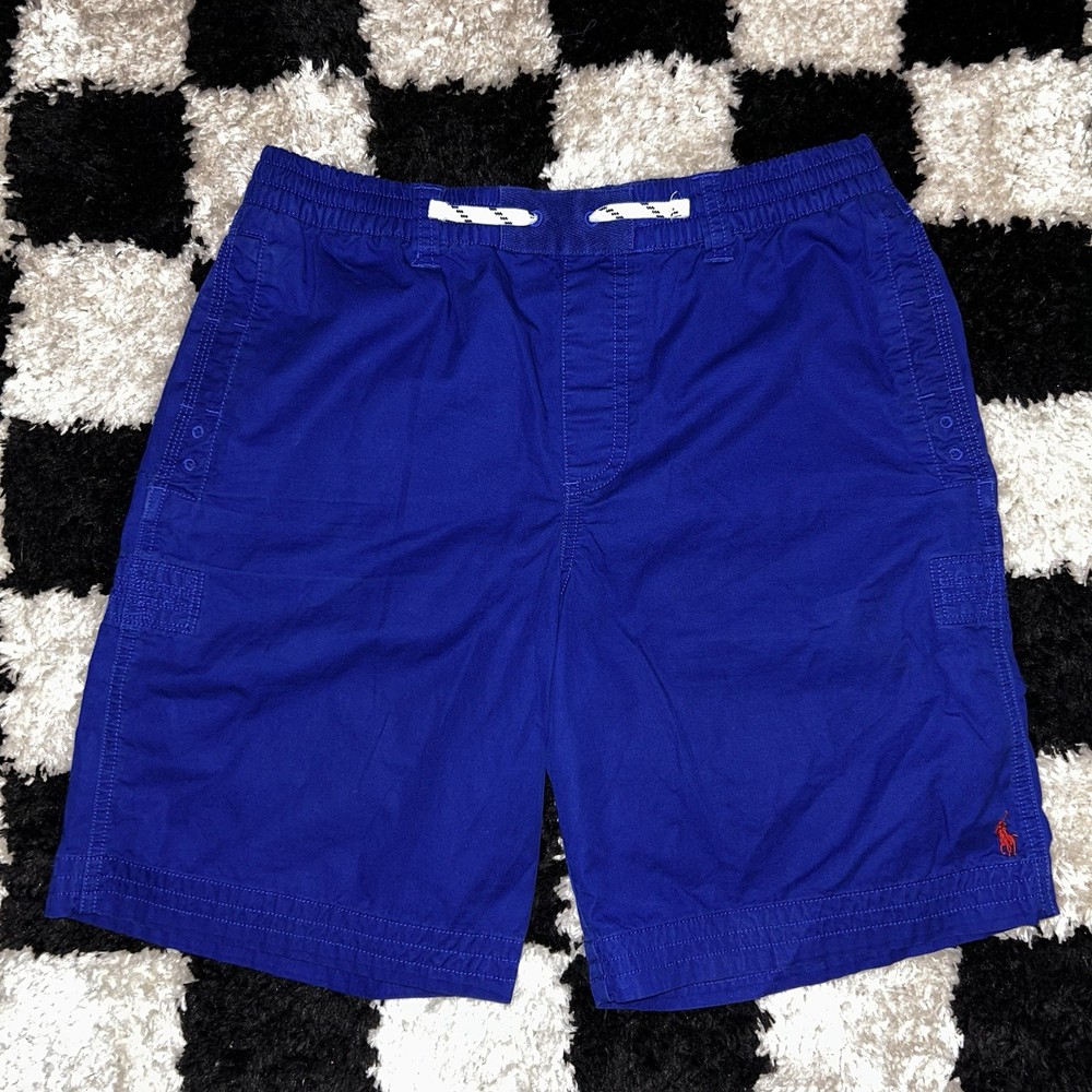 Polo Ralph Lauren Shorts Boys XL(18-20) Blue Chino Elastic Waist Drawstring Pony