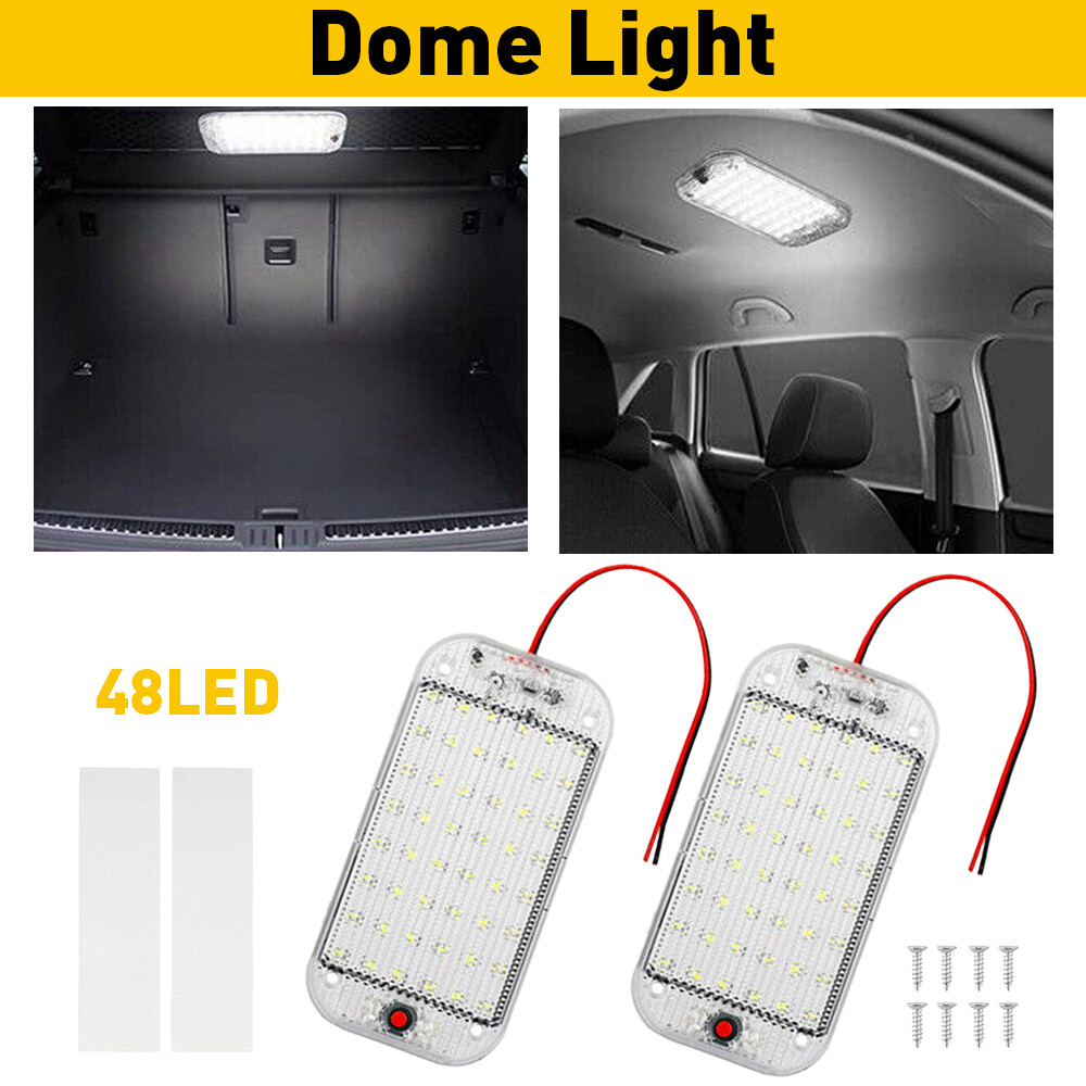 2 Pack RV 48LED Ceiling 12V Dome RV Light for Trailer Camper Interior Lighting
