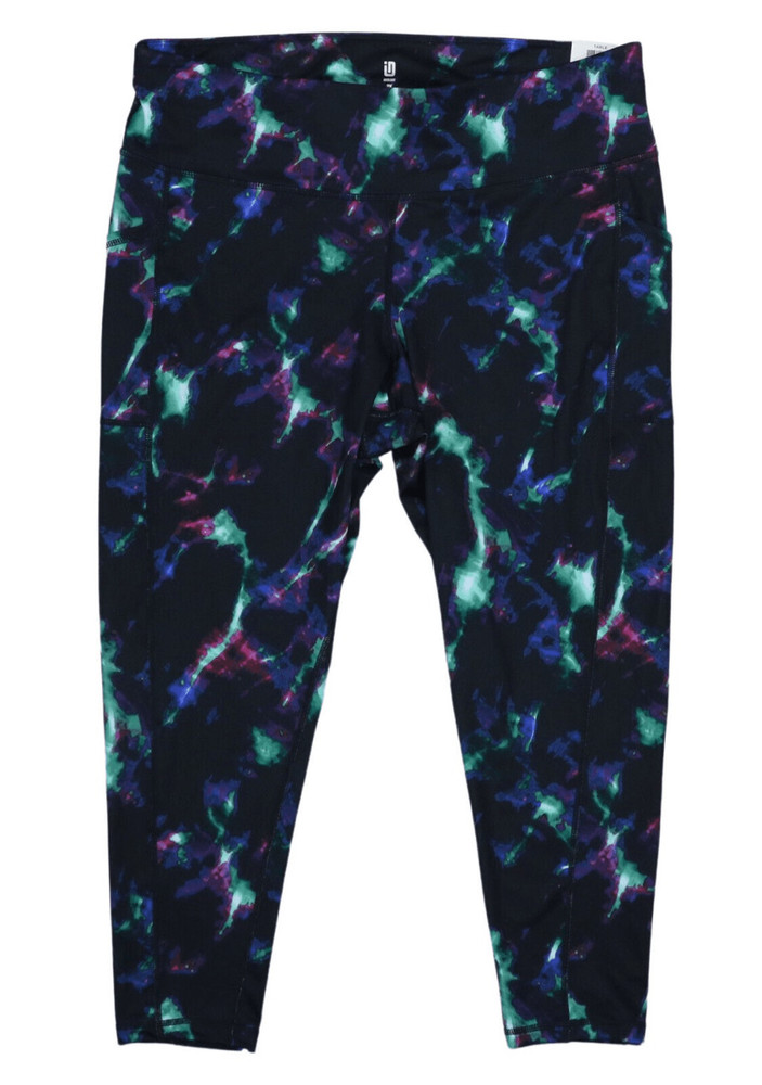 ID Ideology Womens Plus Size Celestial Sky Printed 7/8 Leggings Black size 2X