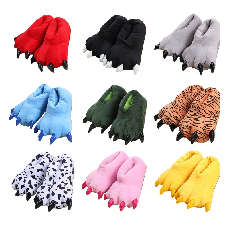 Furry Unisex Animal Paw Claw Slippers for Indoor Home Comfort Cosplay