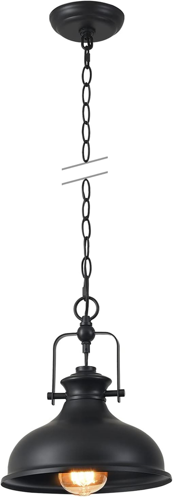 Industrial Dome Pendant Light, 1-Light Metal Chain Adjustable Farmhouse Hanging
