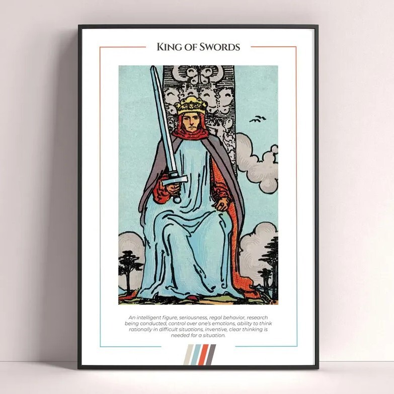 King of Swords Tarot Card Art Print Poster Digital Download