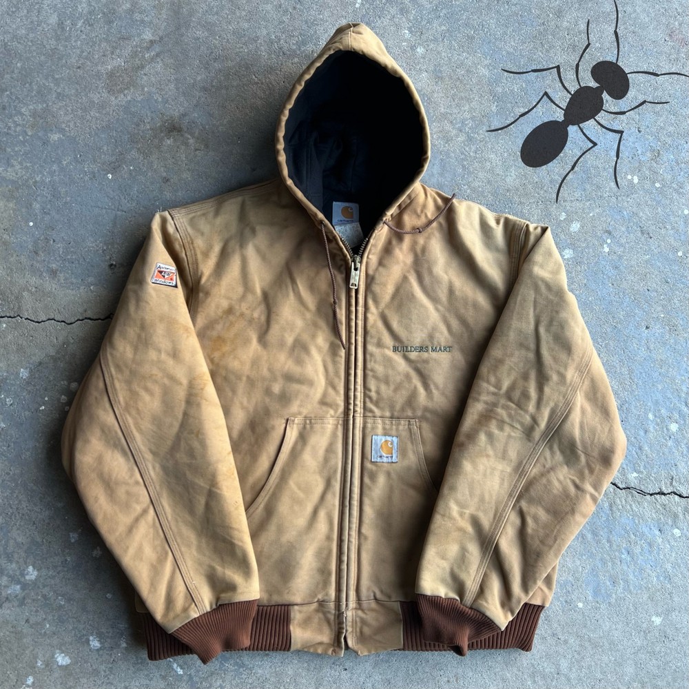 Vintage Y2K Carhartt J04 BRN Brown Hooded Work Jacket