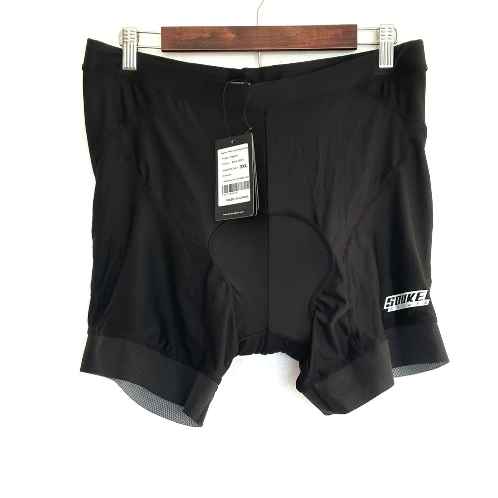 Souke Sports Men’s Cycling Underwear Shorts 3XL Black Bike Bicycle 4D Padded NWT