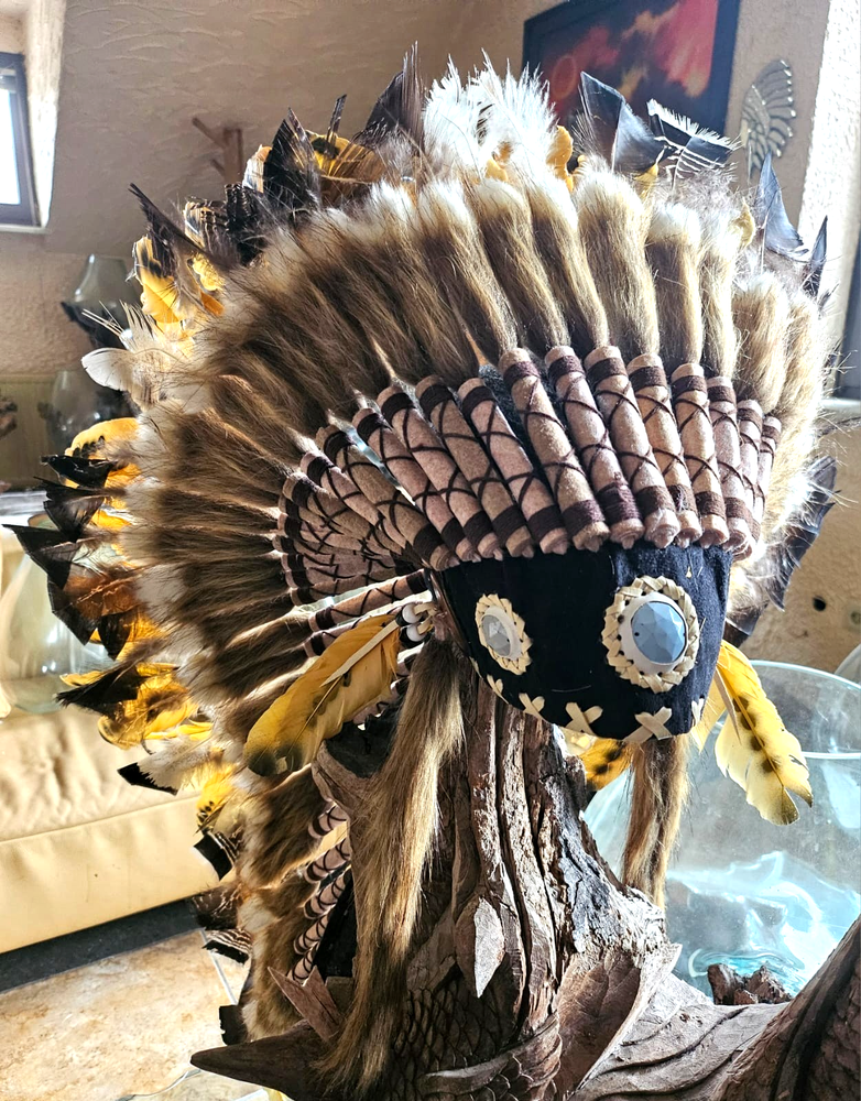 Coiffe Indienne Warbonnet Indian Headdress Real Feather Original Little Big Horn