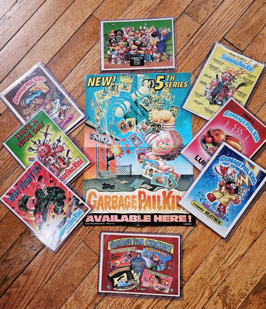 1986 Topps Garbage Pail Kids OS5 Poster Promo & 8 Giant Card Lot Vintage