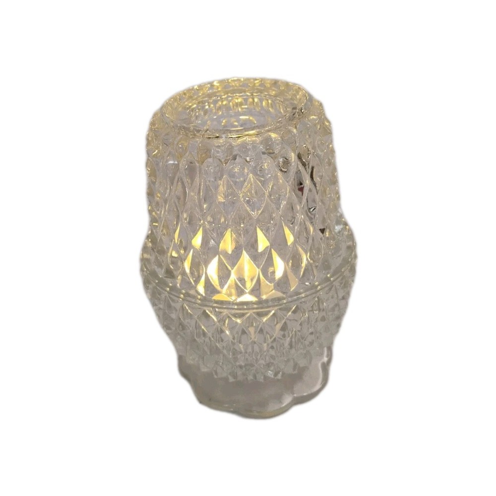 Indiana Glass Clear Diamond Point Fairy Lamp