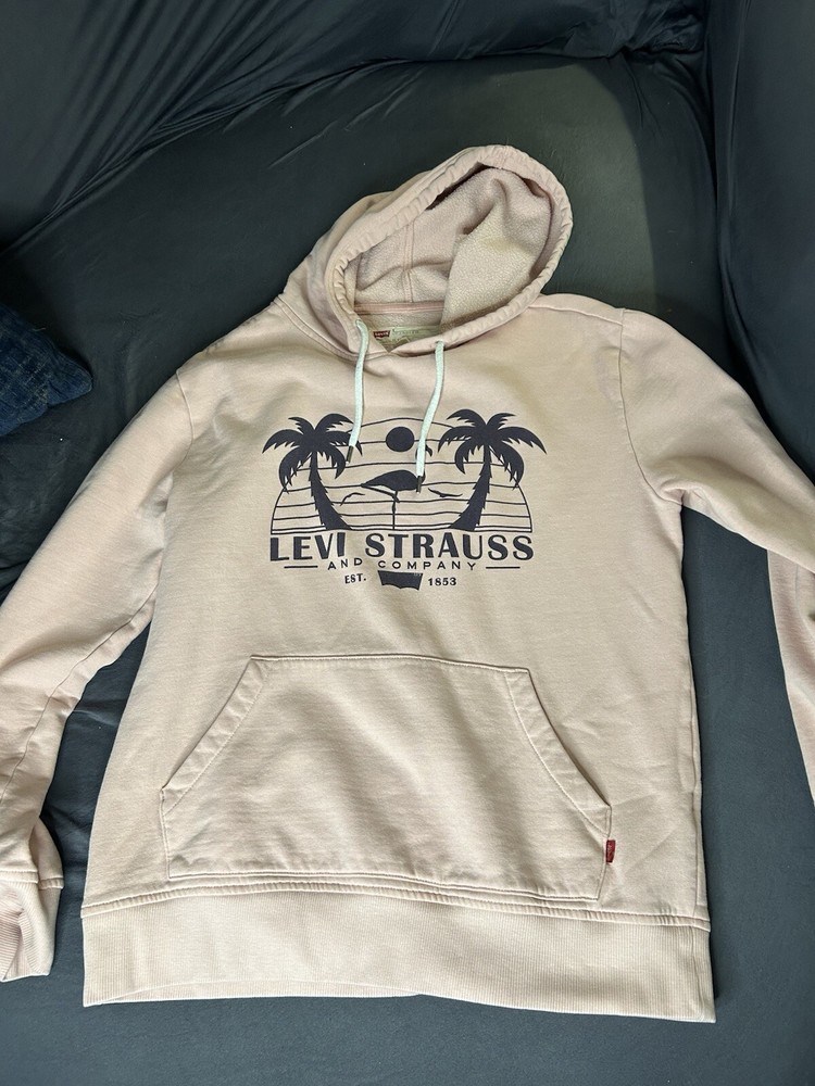 Levi Strauss Women’s Black Hooded Crop Sweatshirt Small With White Logo