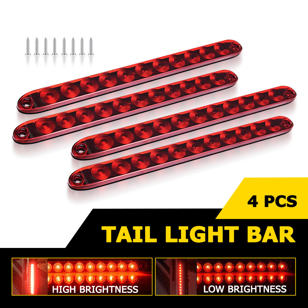 15-Inch 4X 11LED Red Stop Tail Brake Light Strip for Truck Trailer