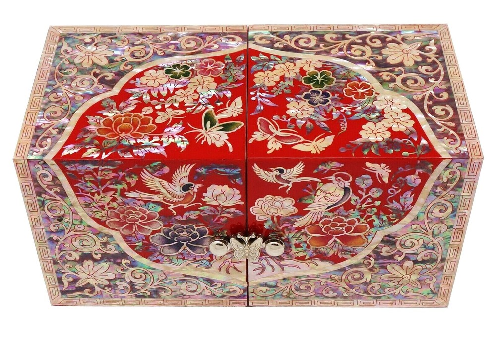 Mother of Pearl 4 Drawers Jewelry Box Necklace Bracelet Earrings Ring Box Case