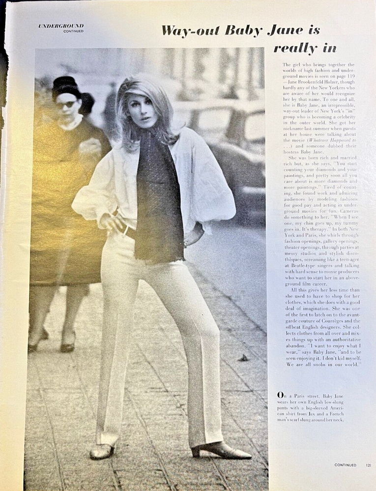 1965 Jane Brookenfield Holzer Baby Jane Fashion Model Underground Actress