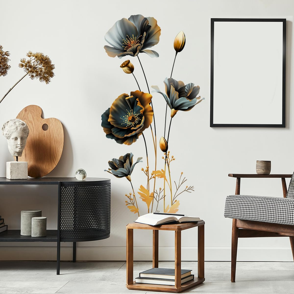 Large 3D Flowers Wall Decals，Large Boho Floral Modern Wall Stickers，Murals Flowe