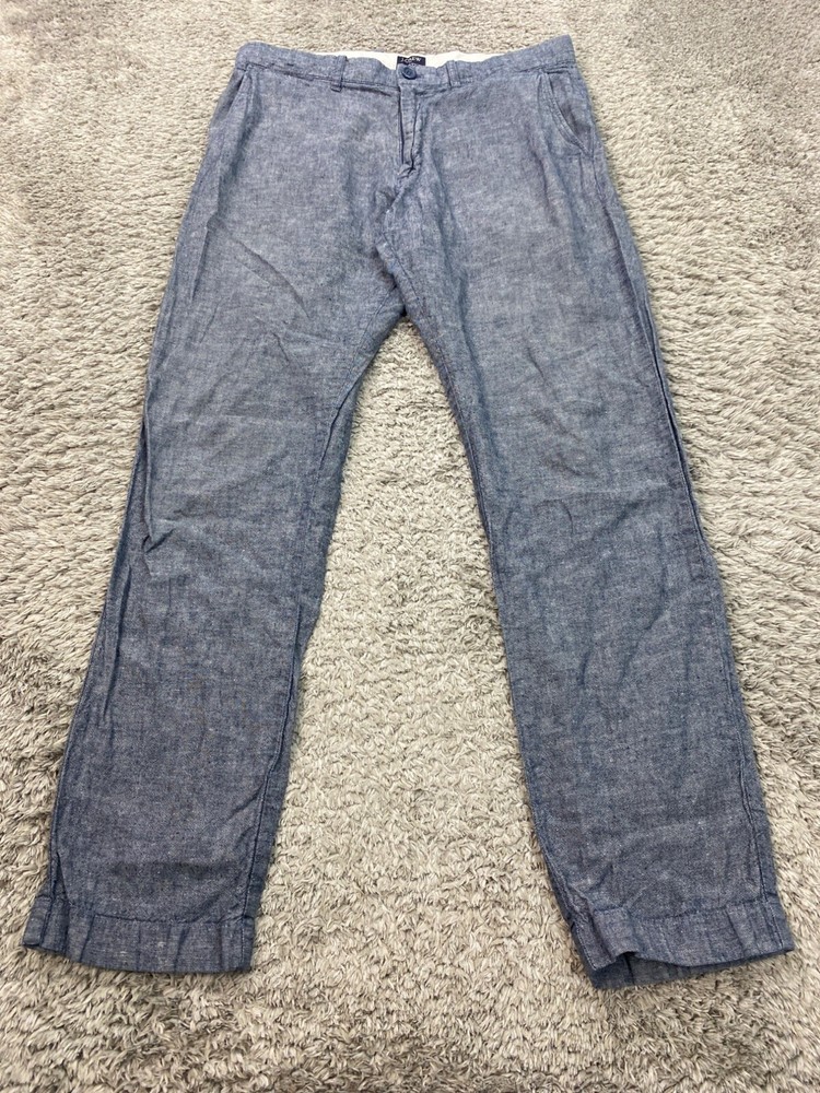 J Crew Pants Mens 32x32 Gray Linen Blend The Sutton Slim Straight Chino Trousers
